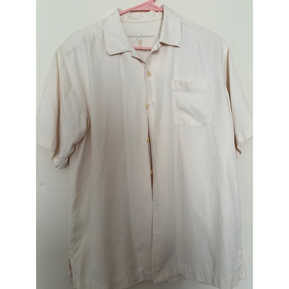 Tommy Bahama Other - Tommy Bahama Mens Small Cream 100% Silk Short Sleeve Camp Shirt Button Down